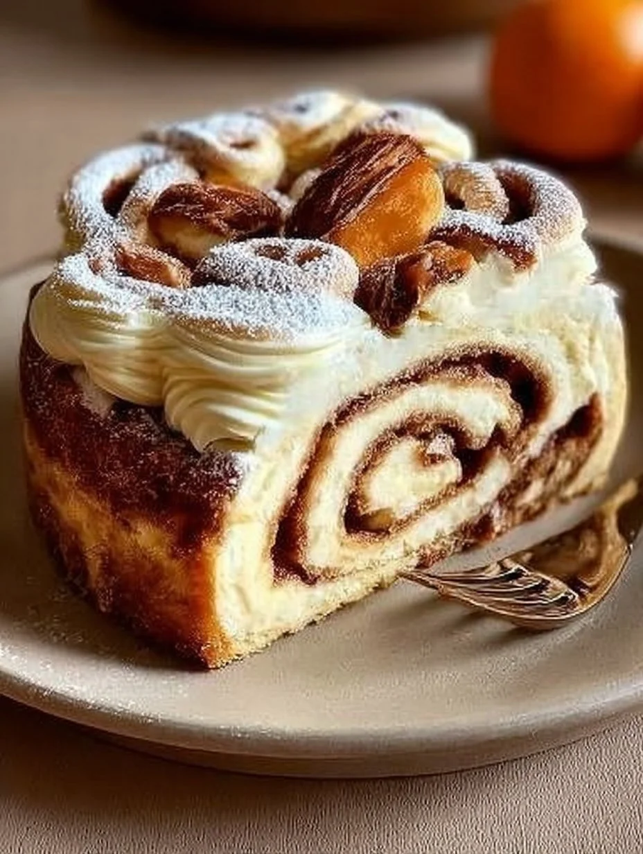 Zimtschnecken-Käsekuchen mit Zimtschnecken-Topping und Käsekuchenfüllung