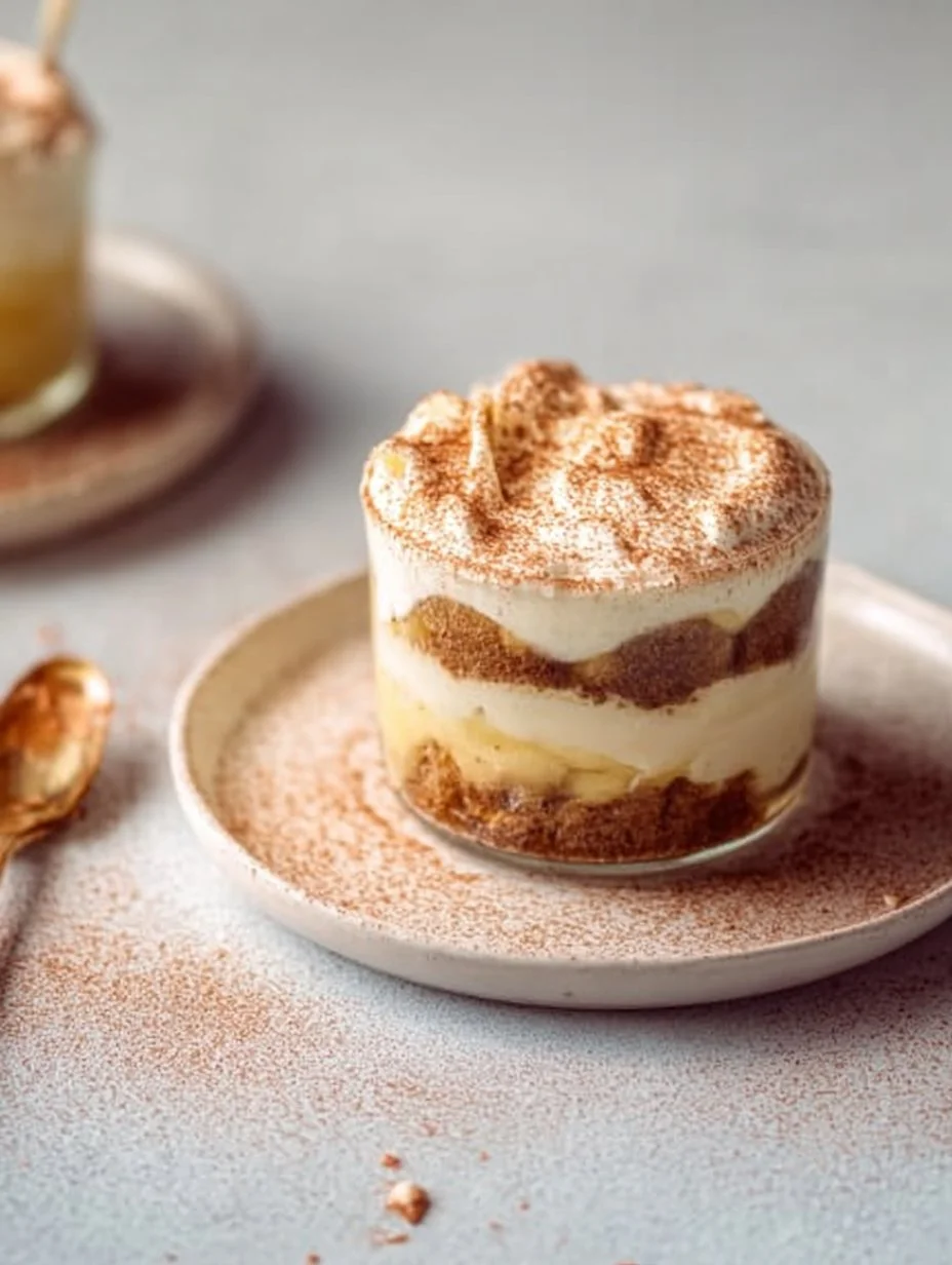Leckeres Apfel-Tiramisu mit frischen Äpfeln und Kaffee-Duft