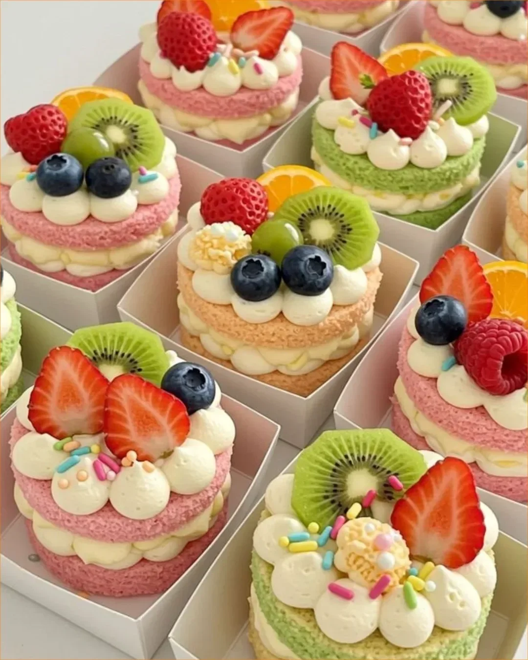 Bento-Kuchen unterschiedliche Designs und Geschmäcker auf einem Teller