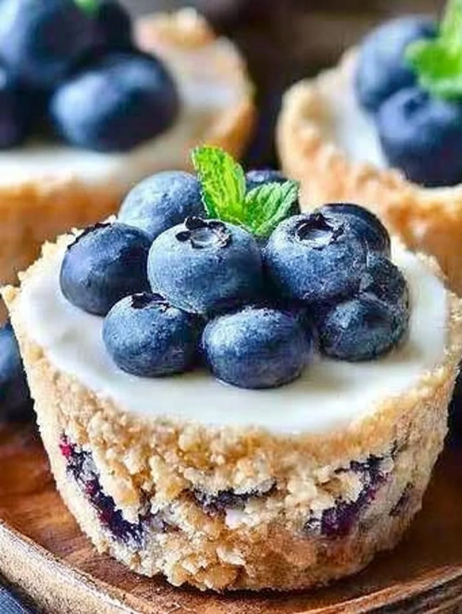 Leckere Blaubeer-Käsekuchen-Kekse in einer Tasse serviert.
