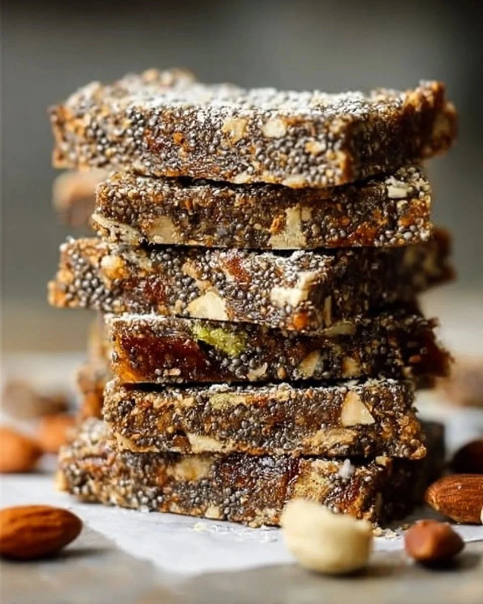 Gesunde Chia-Dattel-Riegel aus natürlichen Zutaten für Snacks