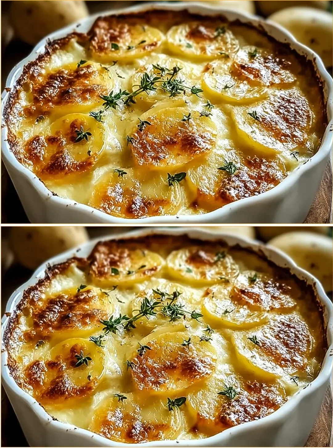 Cremiges Kartoffelgratin auf einem Teller, ideal für jeden Genuss-Liebhaber.