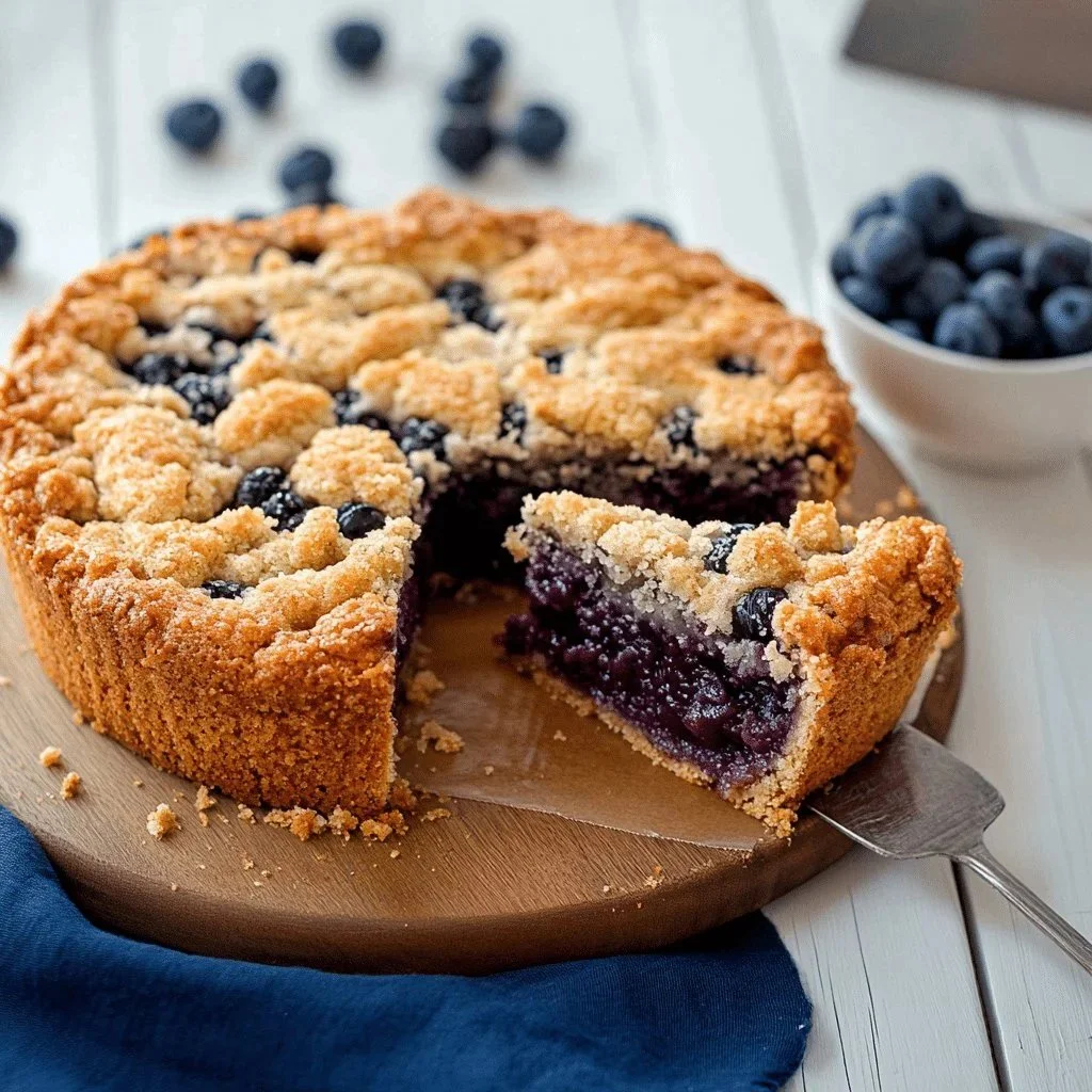 Saftiger Deutscher Blaubeerkuchen mit frischen Blaubeeren