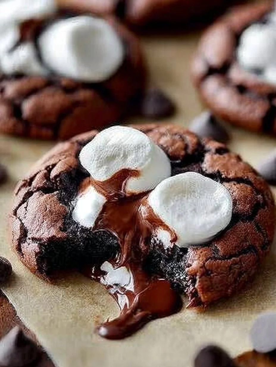 Doppelte Schokoladenkekse mit Marshmallows frisch gebacken