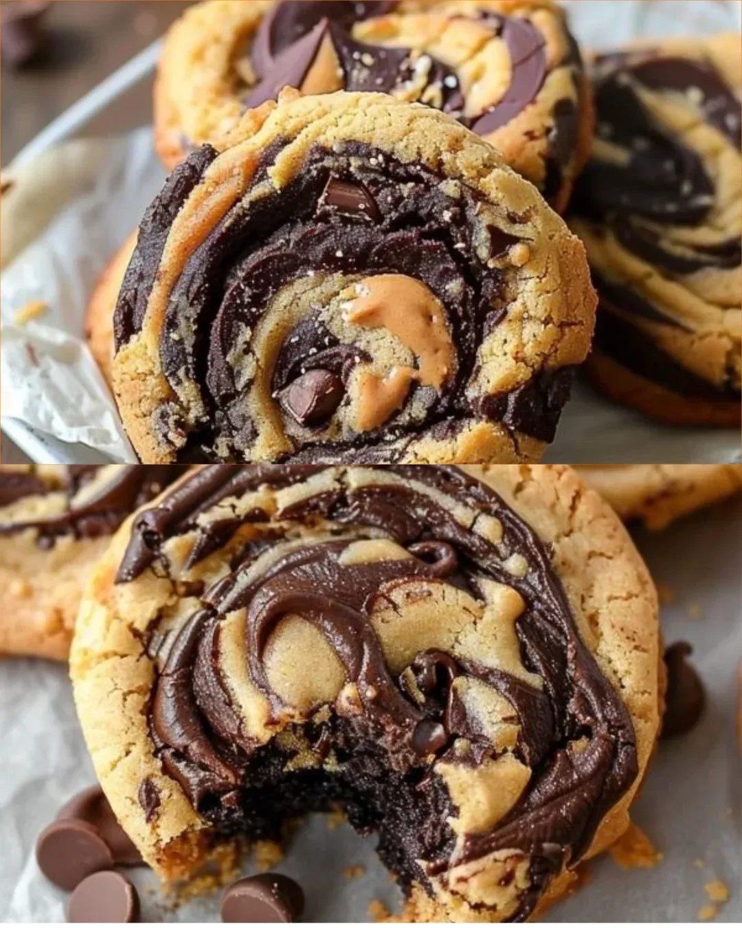 Erdnussbutter Brownie Swirl Kekse mit schokoladiger und cremiger Erdnussbutter-Sauce