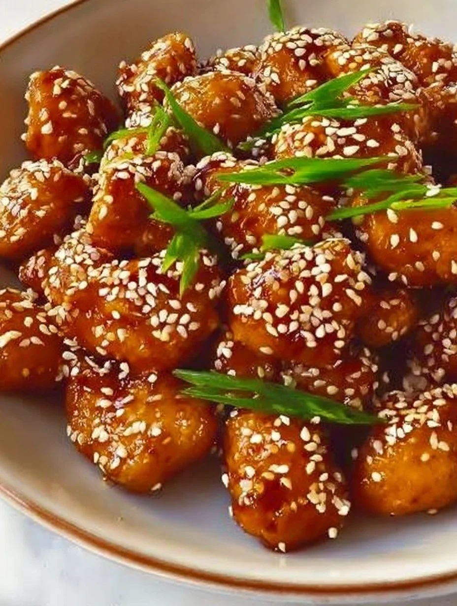 Zartes Honig-Sesam-Hähnchen gebraten mit köstlicher Glasur und Sesamsamen