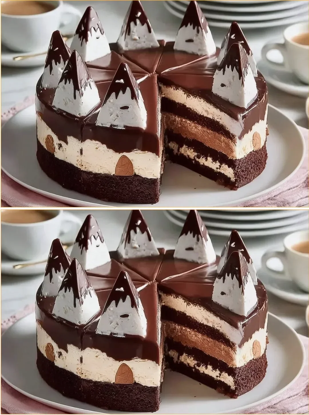 Köstlicher Kinder Pingui Kuchen mit Schokoladenüberzug und Cremefüllung