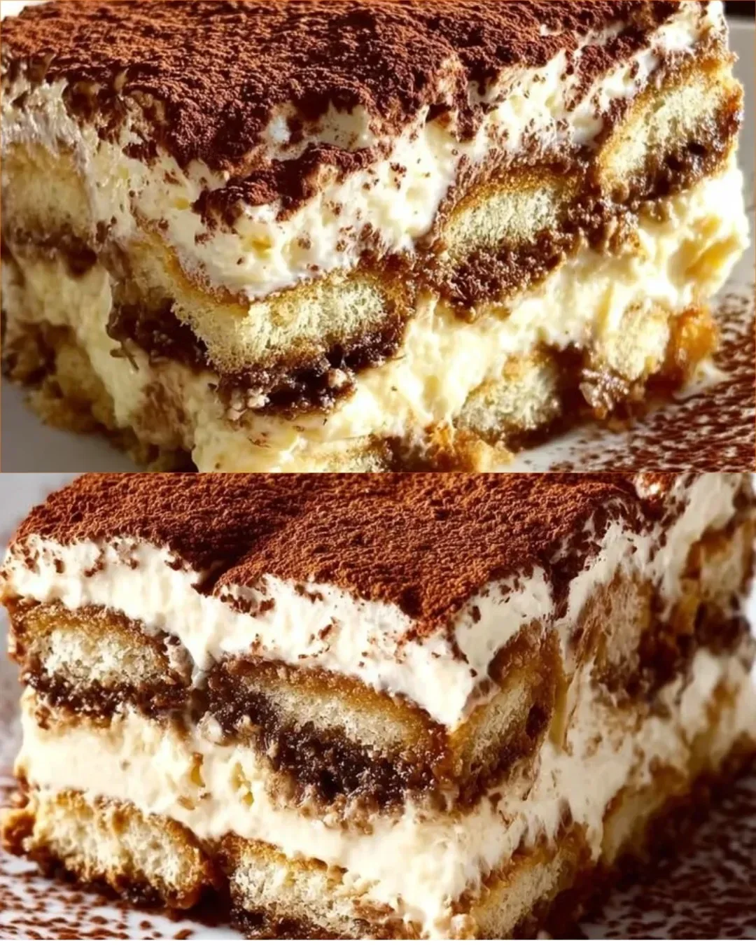 Klassisches italienisches Tiramisu auf einem Teller serviert