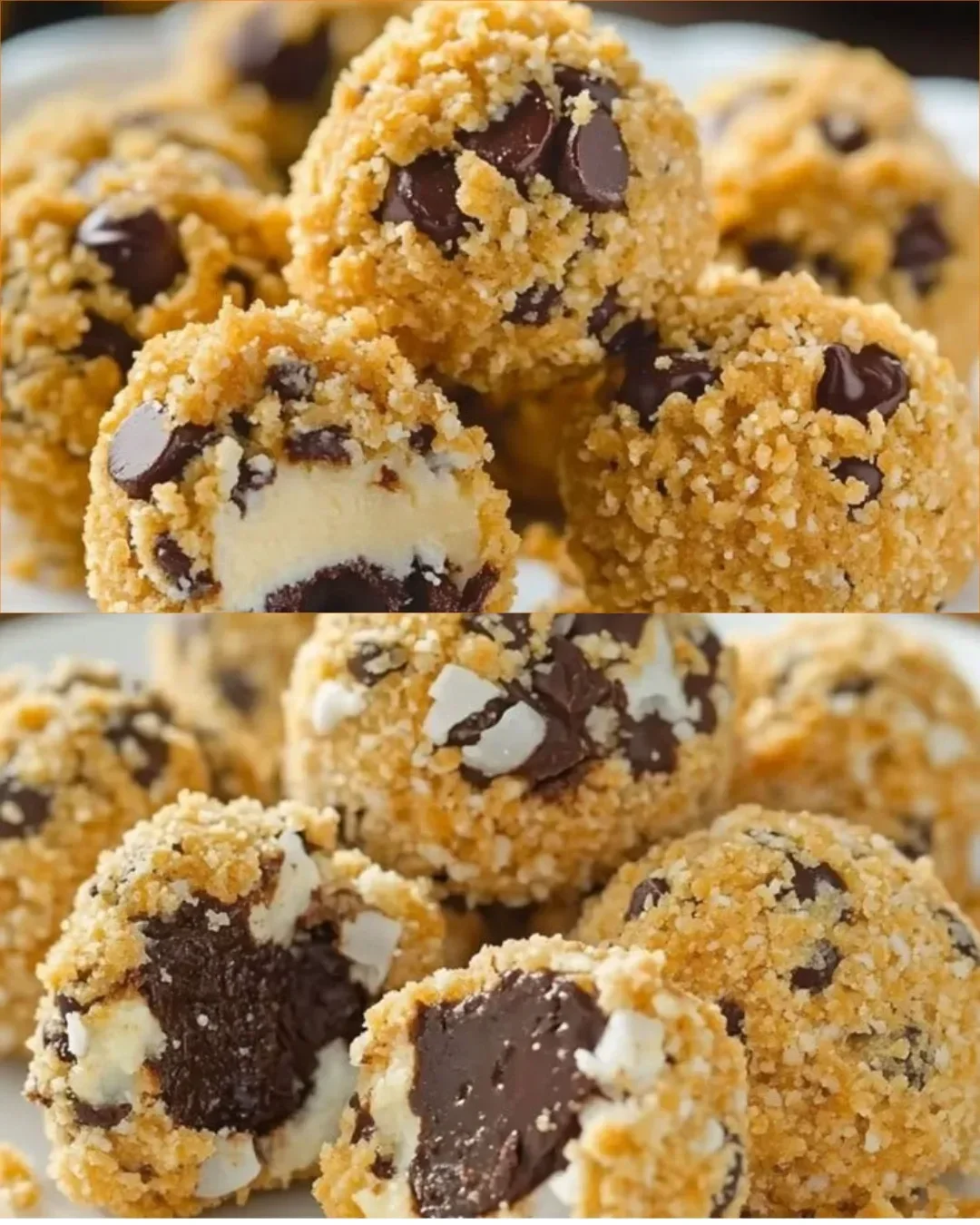 No-Bake Schokoladen-Kokos-Graham-Bälle auf einem Teller