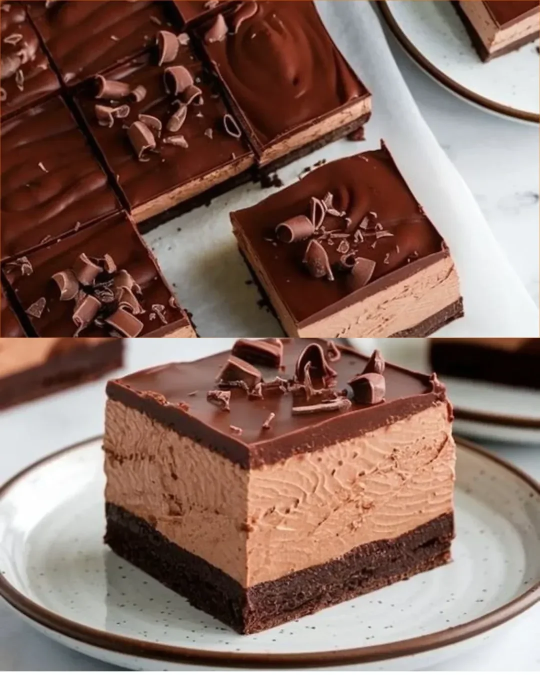 Leckere Schokoladenmousse-Brownies mit cremiger Schokoladenschicht