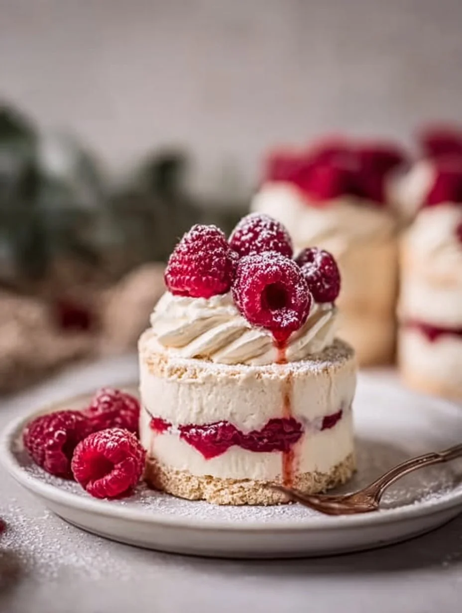 Vanillekipferl Dessert mit frischen Himbeeren auf einem Teller