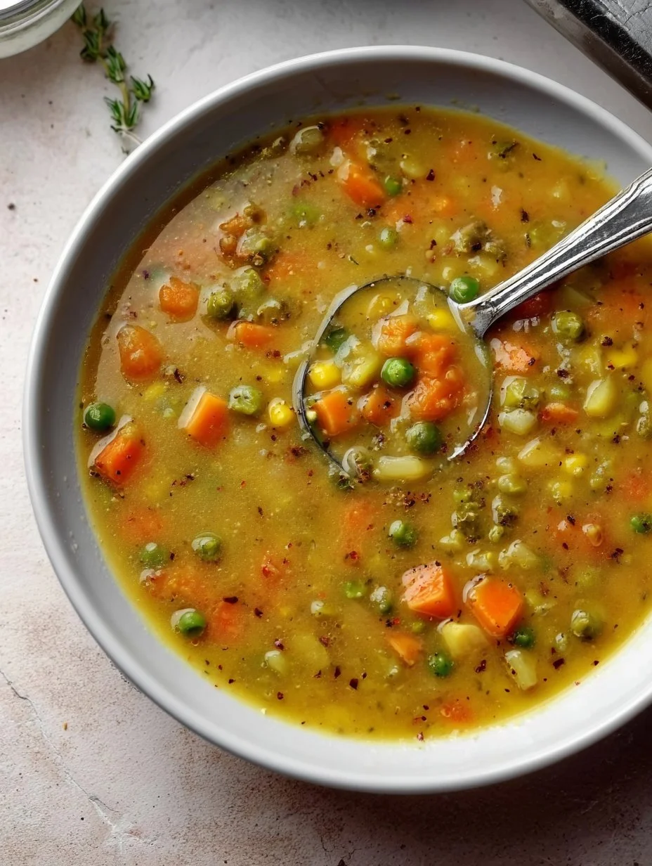 Schüssel mit frisch zubereiteter veganer Gemüsesuppe, gesund und nahrhaft