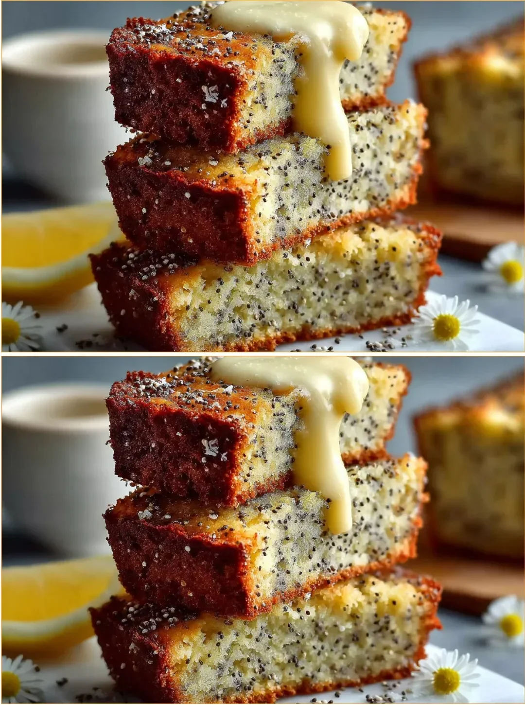 Zitronen-Poppy Seed Kuchen auf einem Teller angerichtet