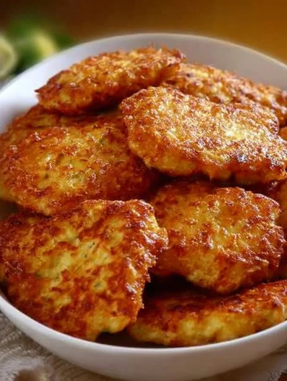 Zucchini und Reis-Patties auf einem Teller serviert