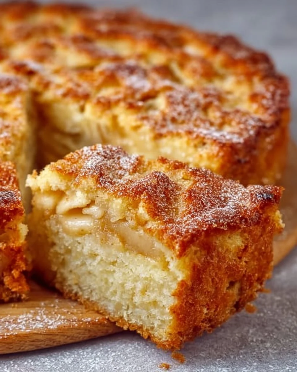 Ein köstlicher Apfel-Semolina-Kuchen, frisch gebacken mit Äpfeln und Semolina.