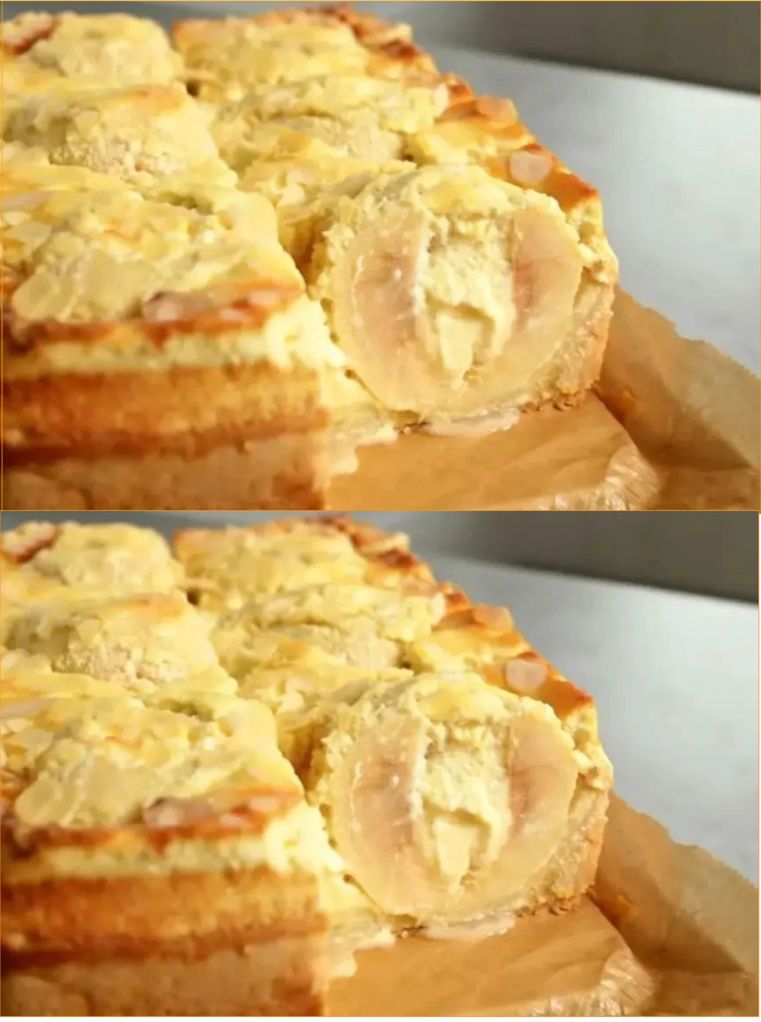 Frischer Apfelkuchen auf einem Teller, dekoriert mit Zimt und Puderzucker.