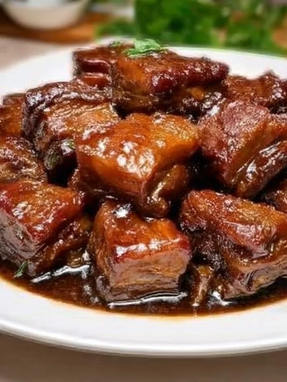 Asiatisches Schweinebauch Gericht, lecker und gewürzt