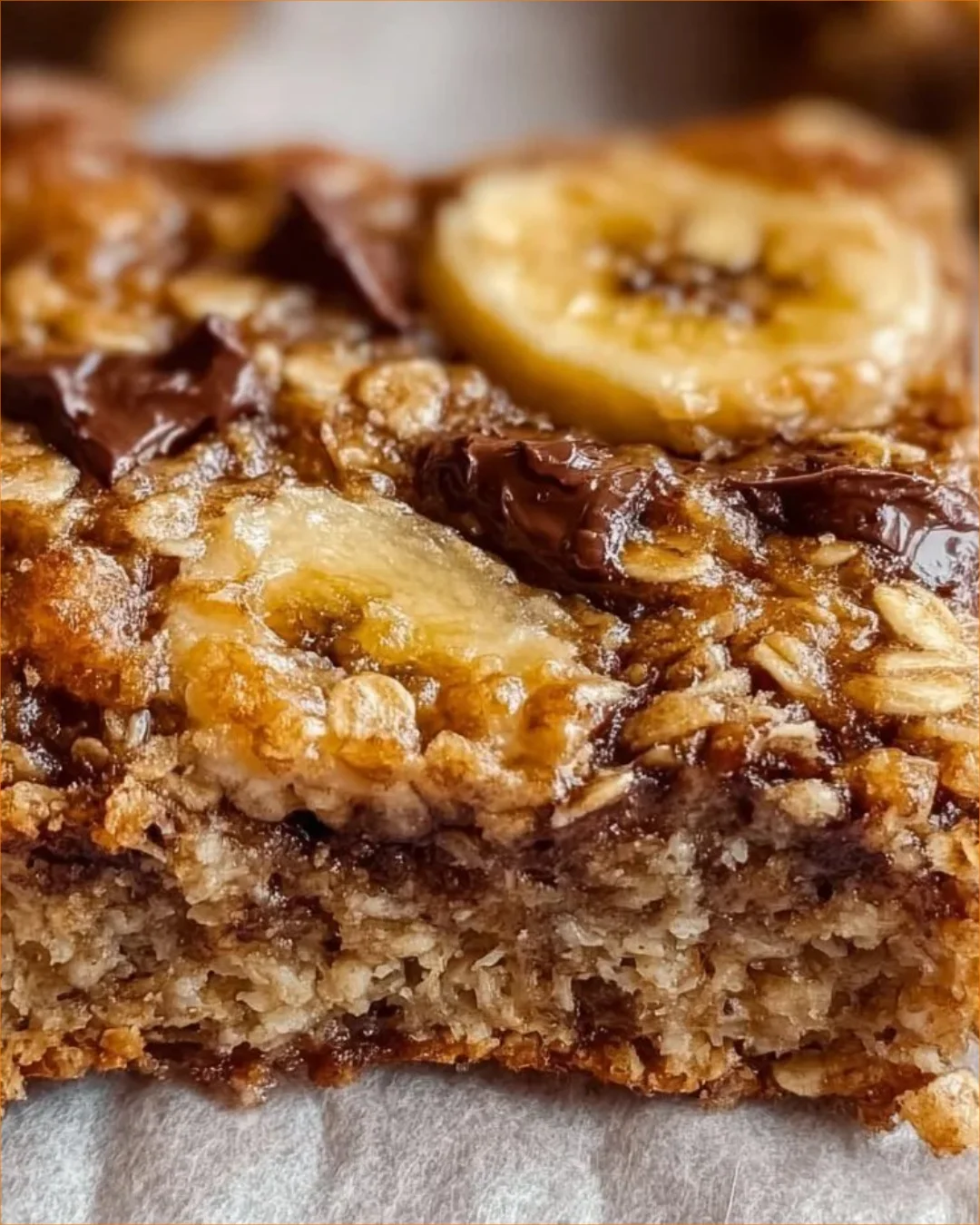 Bananen-Hafer-Riegel auf einem Holzbrett, gesundes Snack-Rezept
