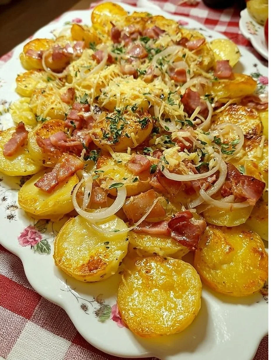 Leckere Bauernkartoffeln serviert als herzhaftes Gericht