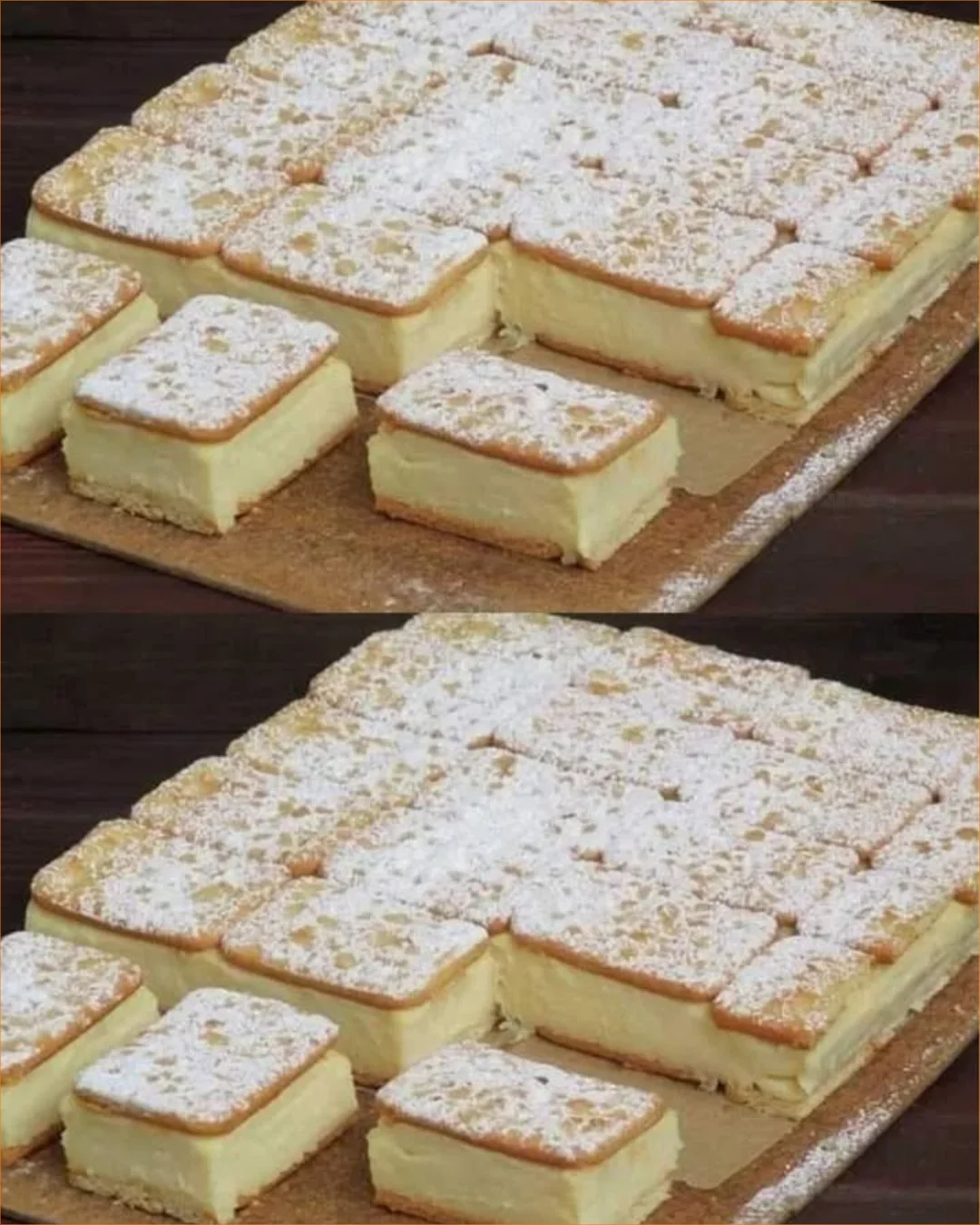 Biscotti-Sandwich mit cremigem Vanillepudding auf einem Teller