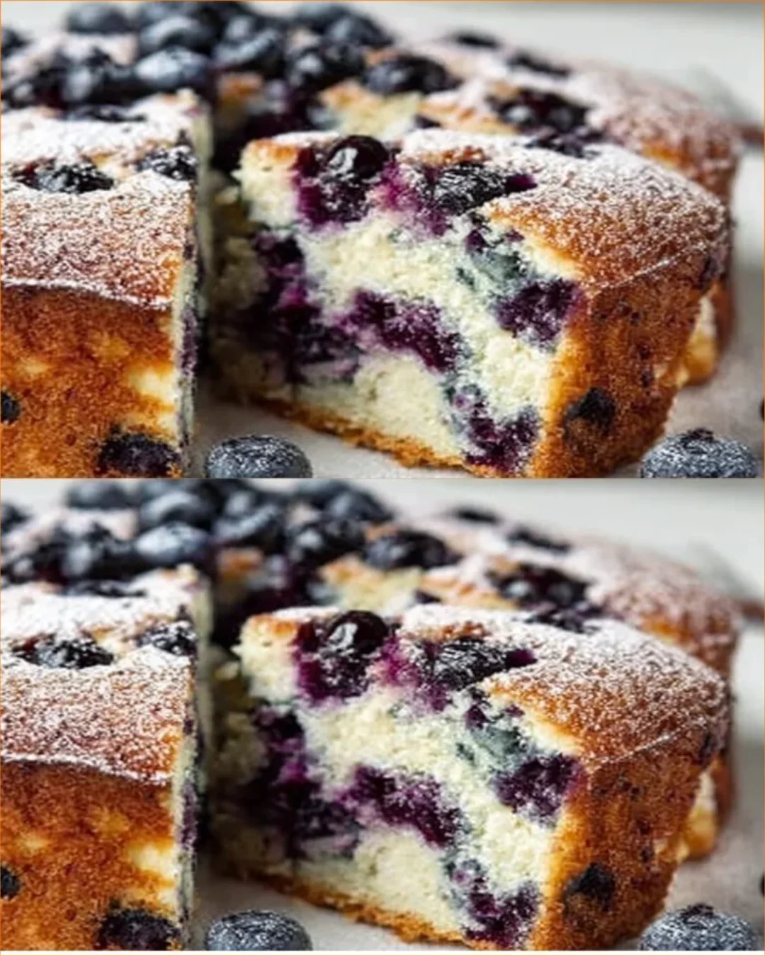 Blaubeerkuchen mit Blasen auf einem Kuchenteller serviert