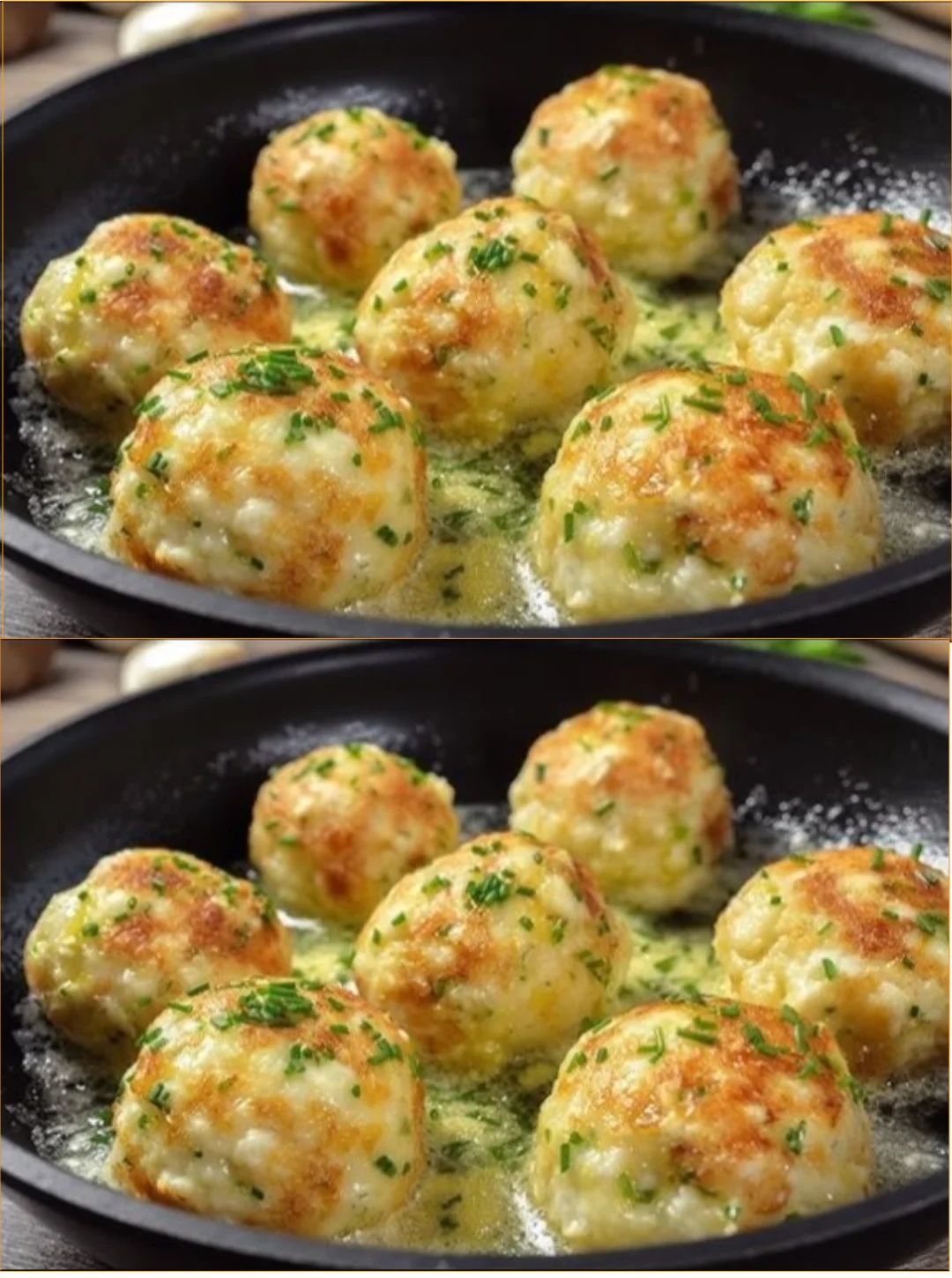 Traditionelle Brotknödel serviert mit Sauce und Gemüse