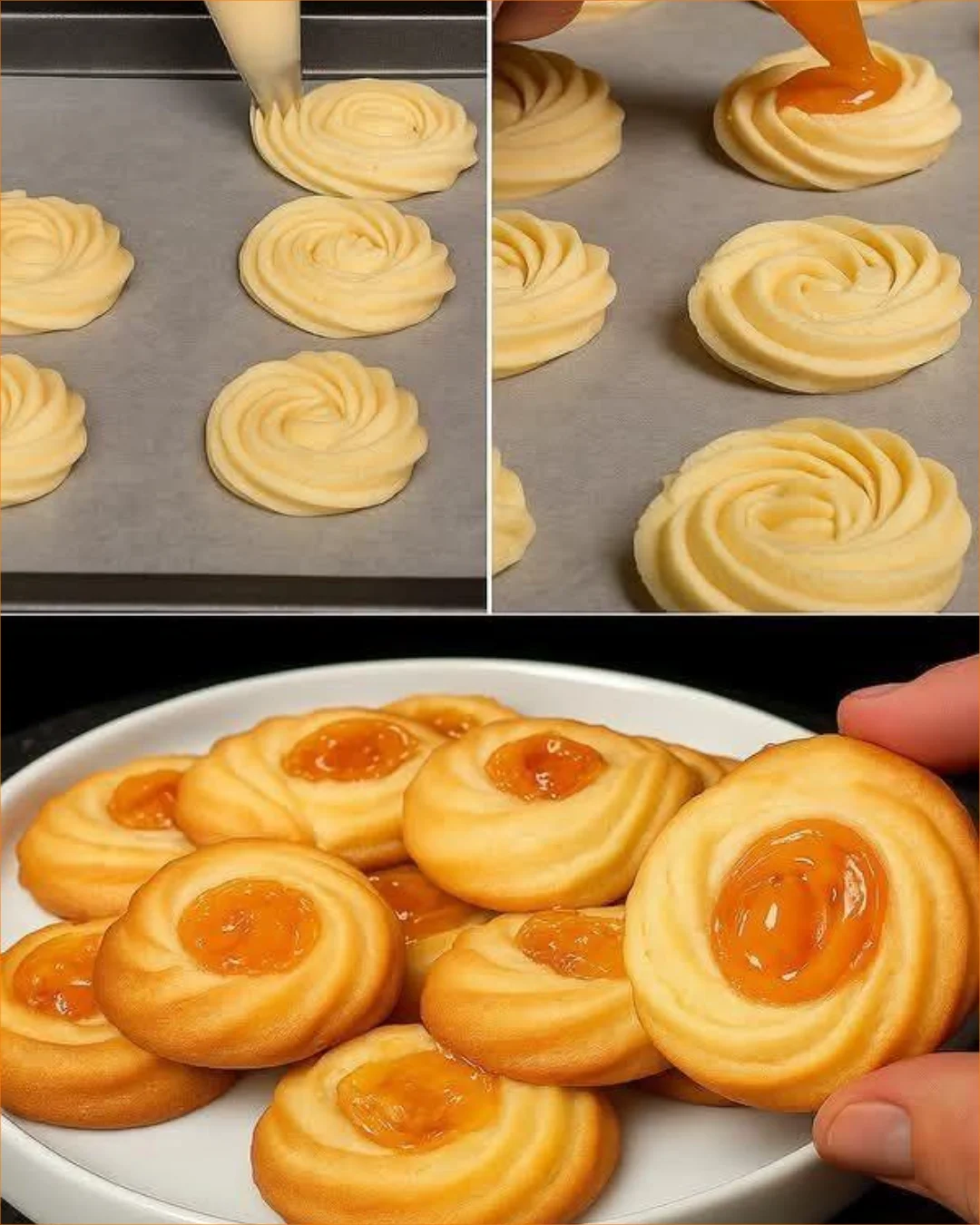 Butterkekse mit Marmelade auf einem Teller serviert