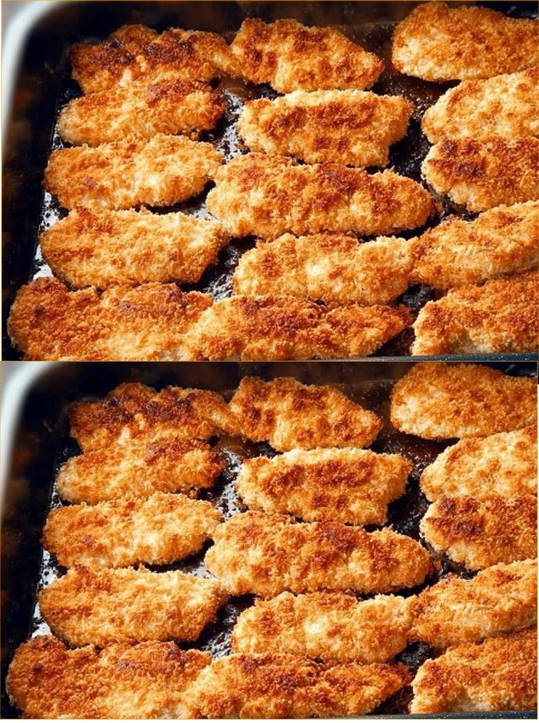 Gebratene Hähnchenschnitzel mit Senf auf einem Teller angerichtet