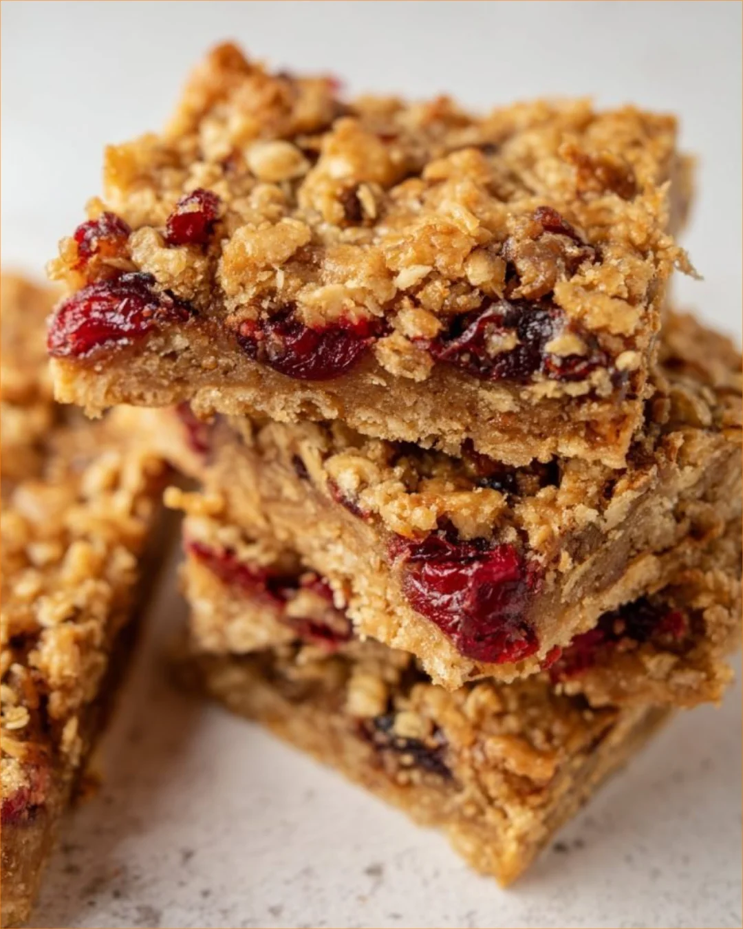 Haferriegel mit Nüssen und roten Heidelbeeren auf einem Holzbrett