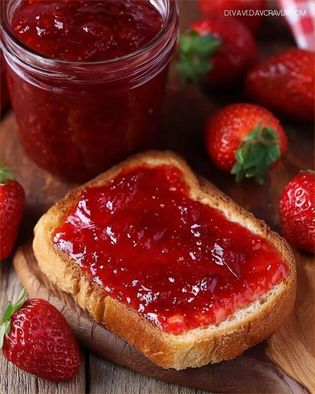 Hausgemachte Erdbeermarmelade mit frischen Erdbeeren