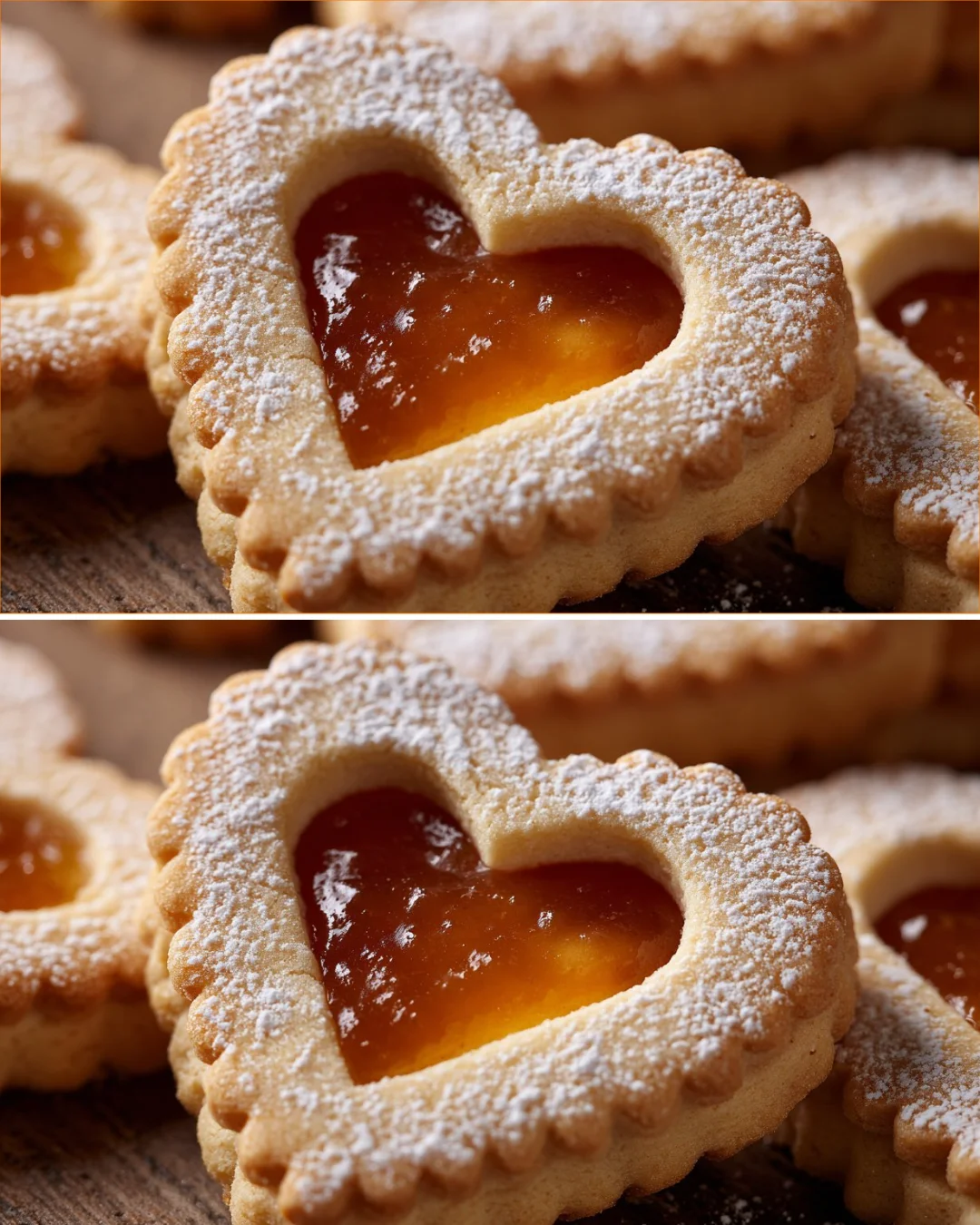 Herzförmige Apfelmarmelade-Shortbread-Kekse auf einem Teller