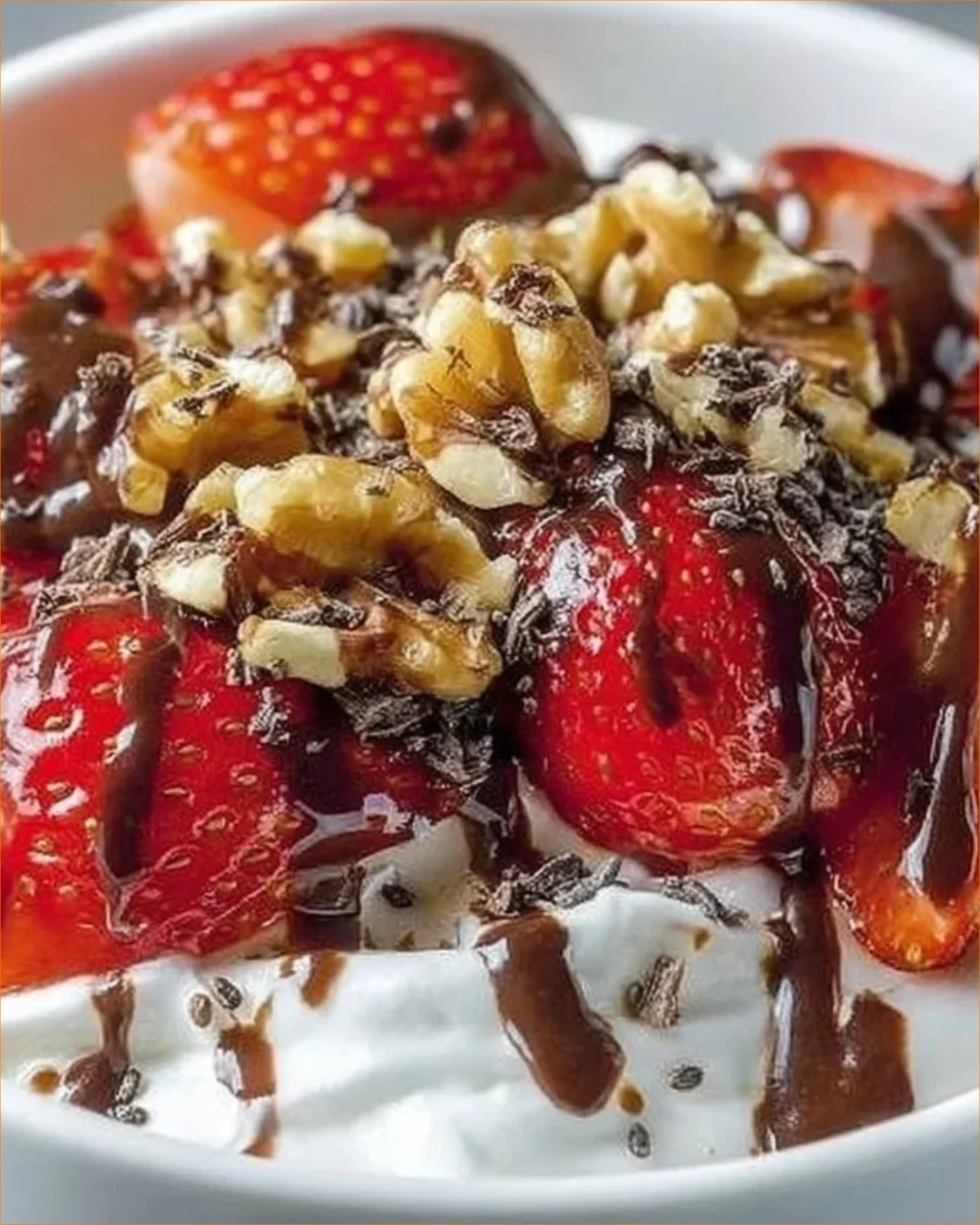 Hohe-Protein griechischer Joghurt-Schüssel mit frischen Früchten und Nüssen