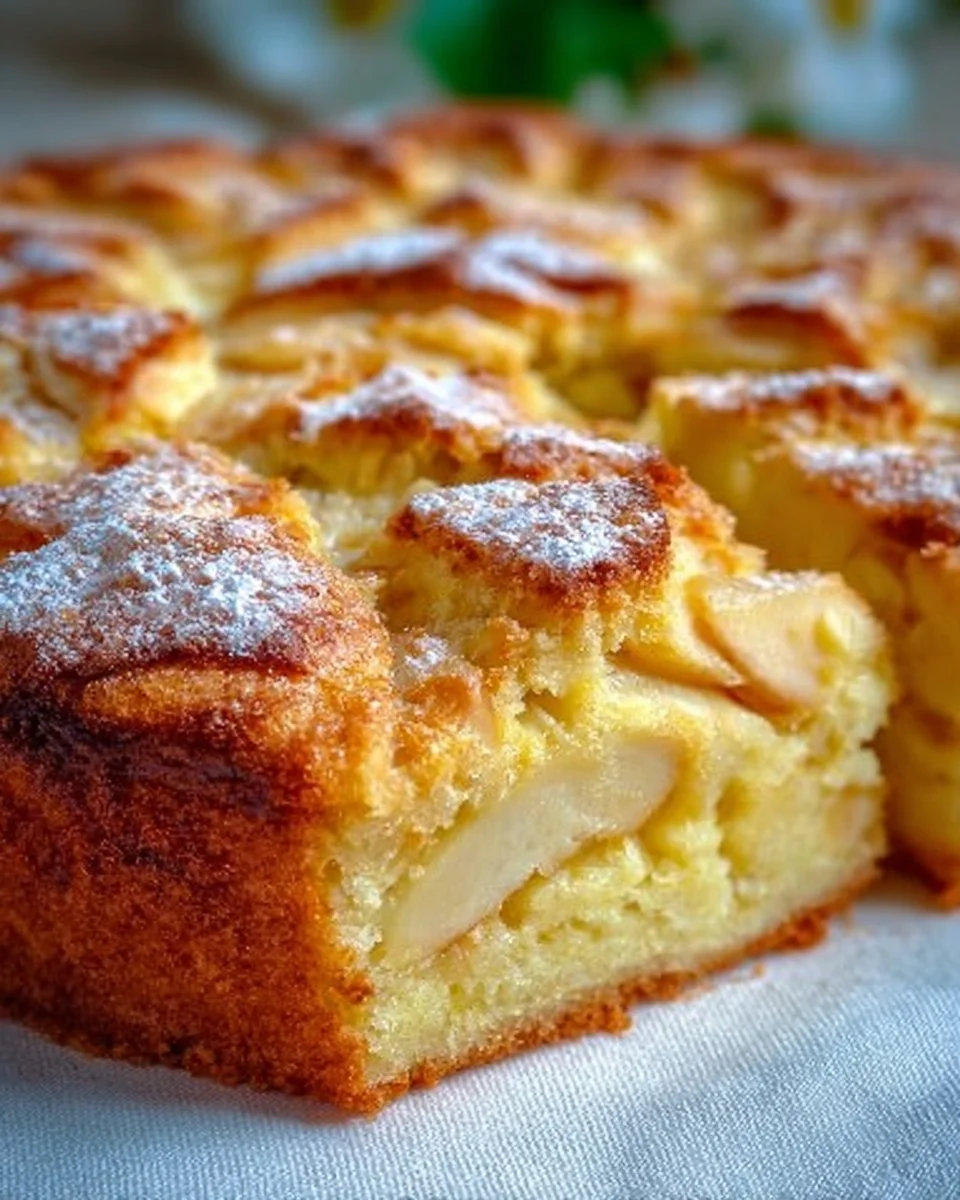 Frisch gebackener Apfelkuchen auf einem Holztablett
