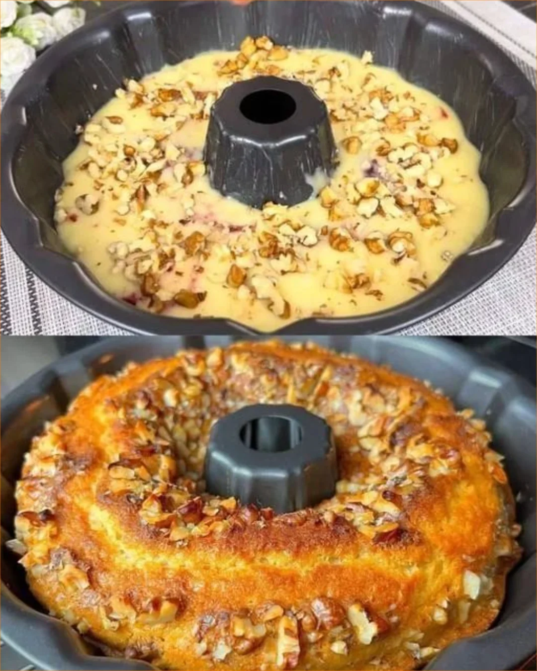 Leckere goldene Torte mit Nüssen und Marmelade für festliche Anlässe