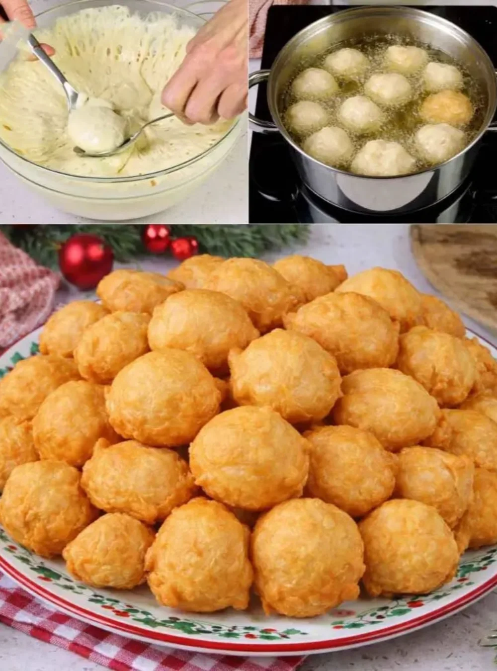 Bild von verschiedenen frittierten Teigvariationen, perfekt für Snacks und Süßspeisen.