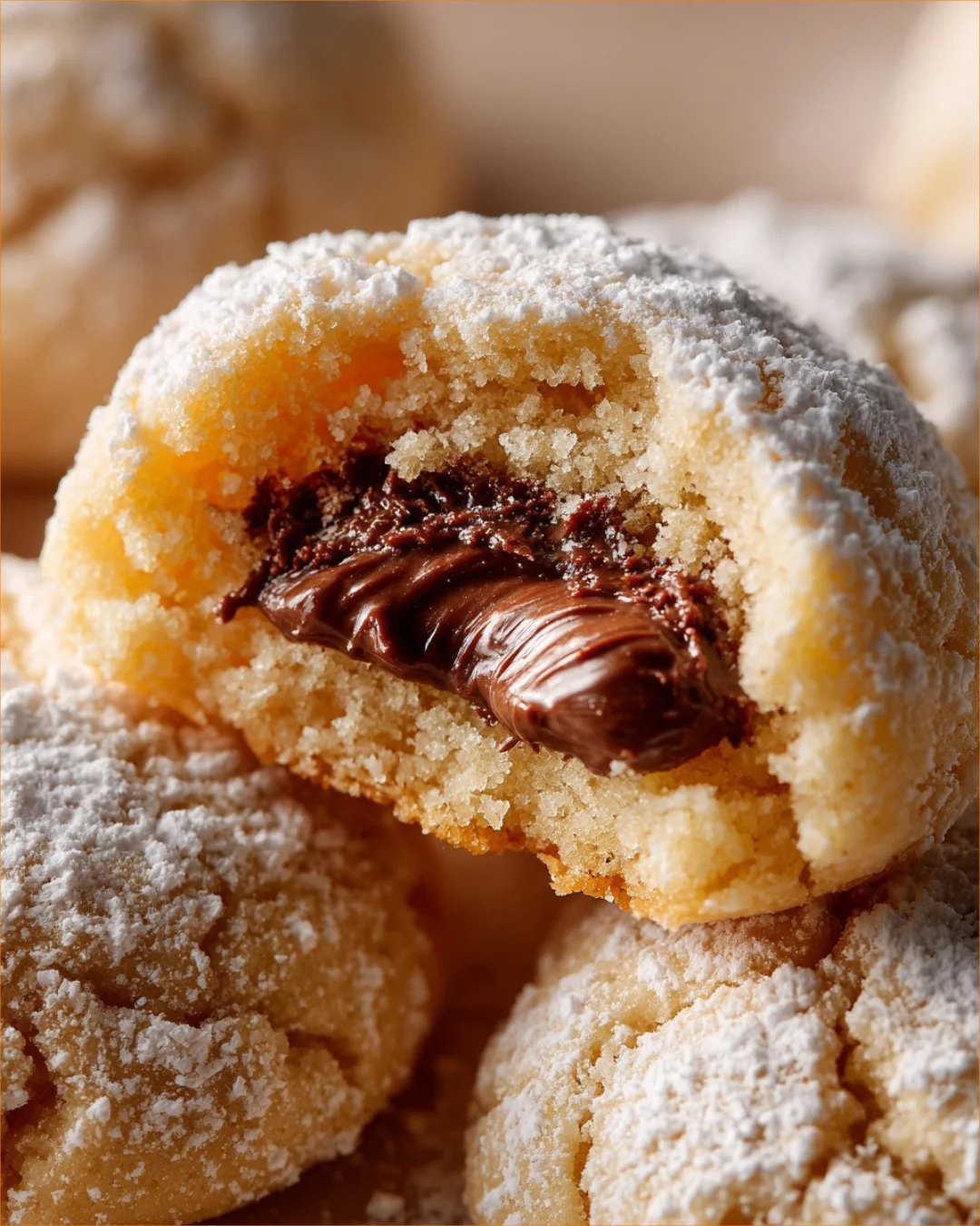 Vanillegefüllte Biscotti mit Schokolade und Haselnusscreme auf einem Teller