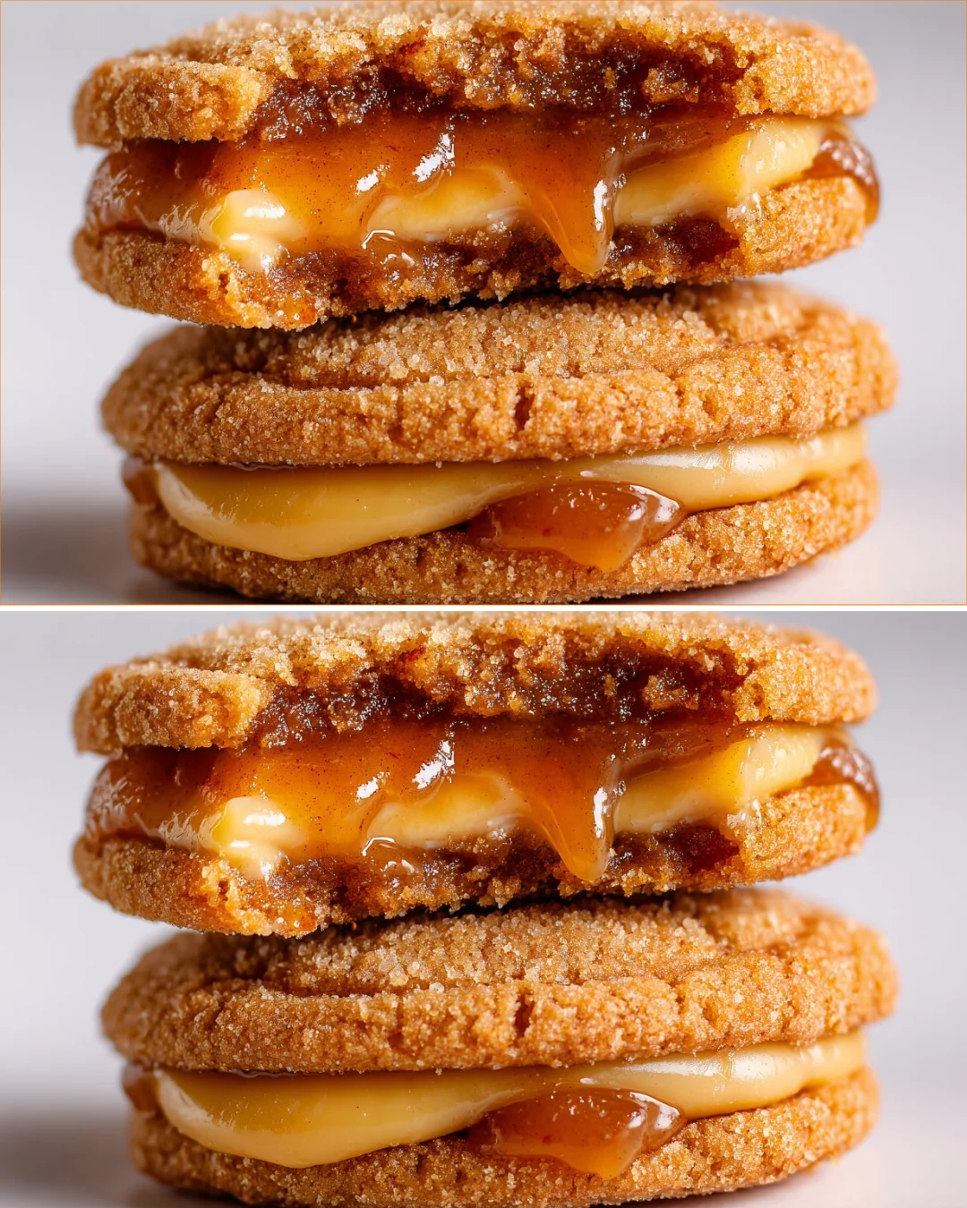 Zimt-Apfel-Sandwichkekse auf einem Teller mit Äpfeln und Zimtstangen