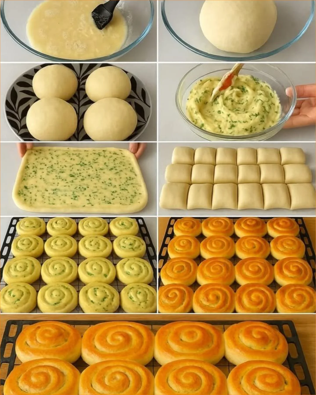 Leckere Zimtschnecken mit Butter auf einem Holzbrett.