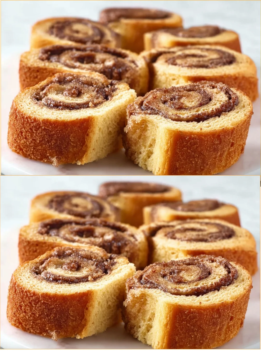 Zimtschnecken Toastrollen auf einem Teller, ideal für Frühstück oder Dessert.