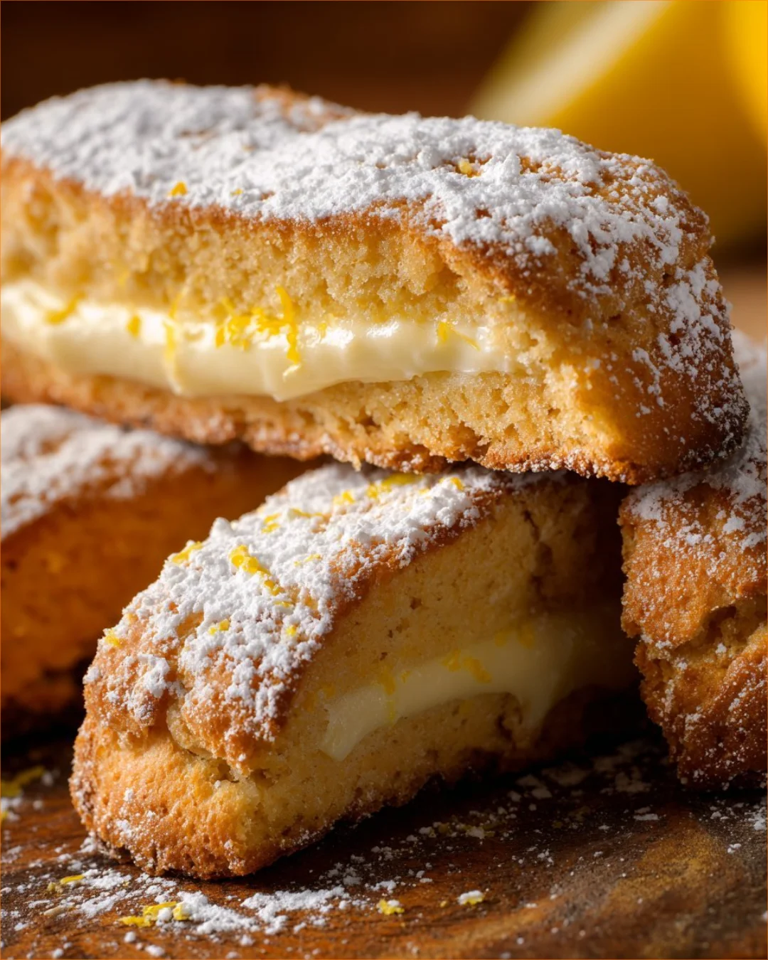 Zitronencreme gefüllte Biscotti auf einem Teller