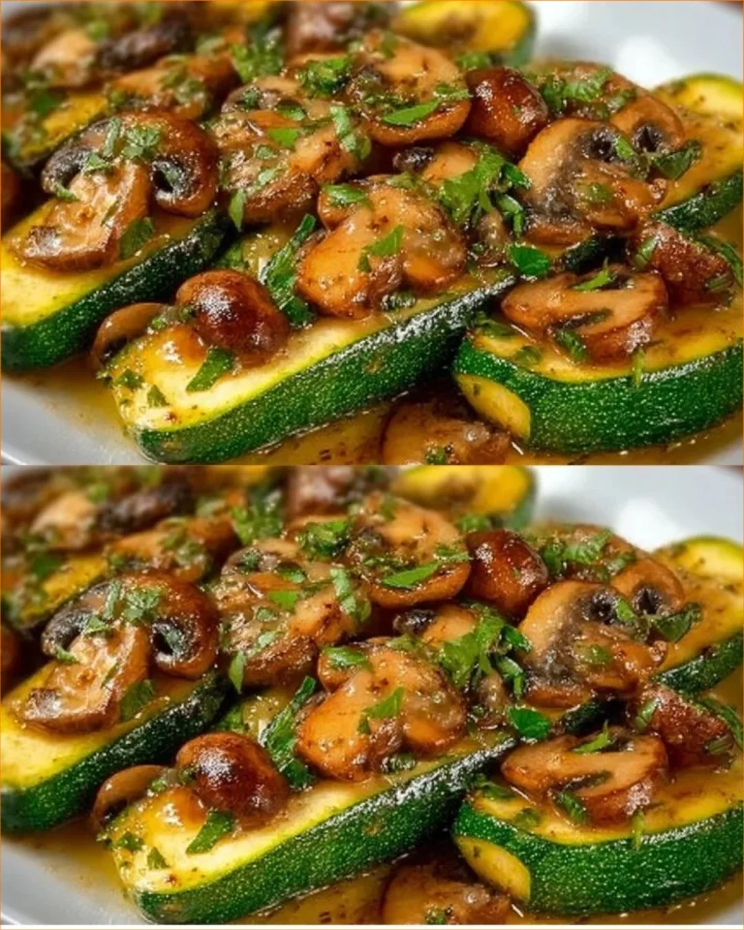 Leckeres Gericht aus Zucchini mit Pilzen auf einem Teller
