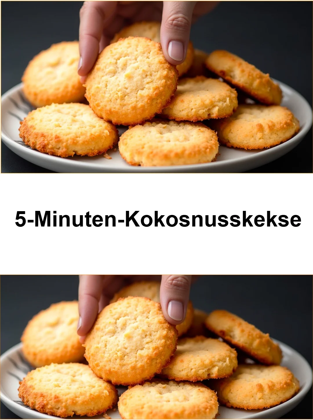 Schnelle 5-Minuten-Kokosnusskekse auf einem Teller