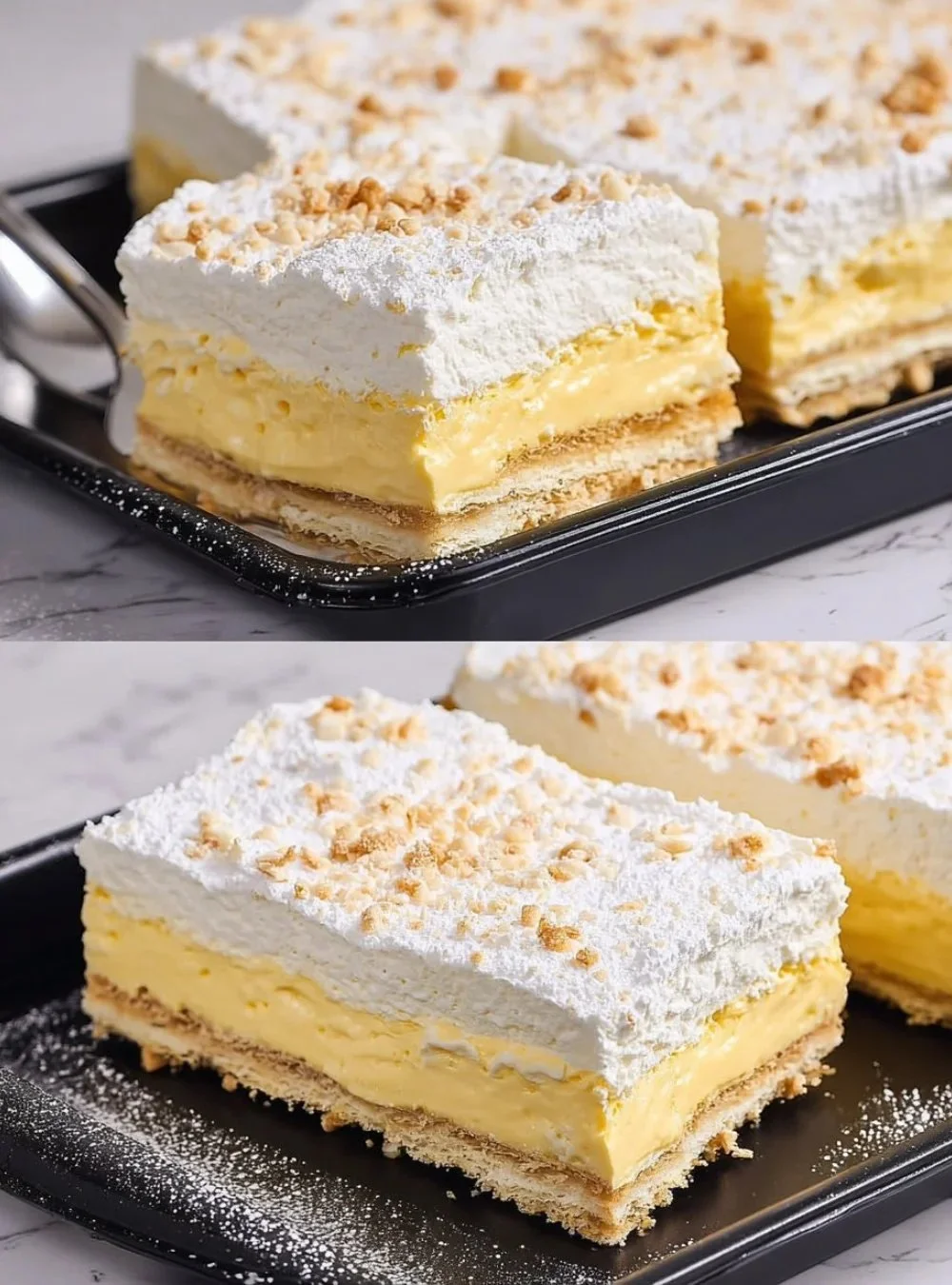 Leckerer Blätterteigkuchen mit frischem Obst und Sahne