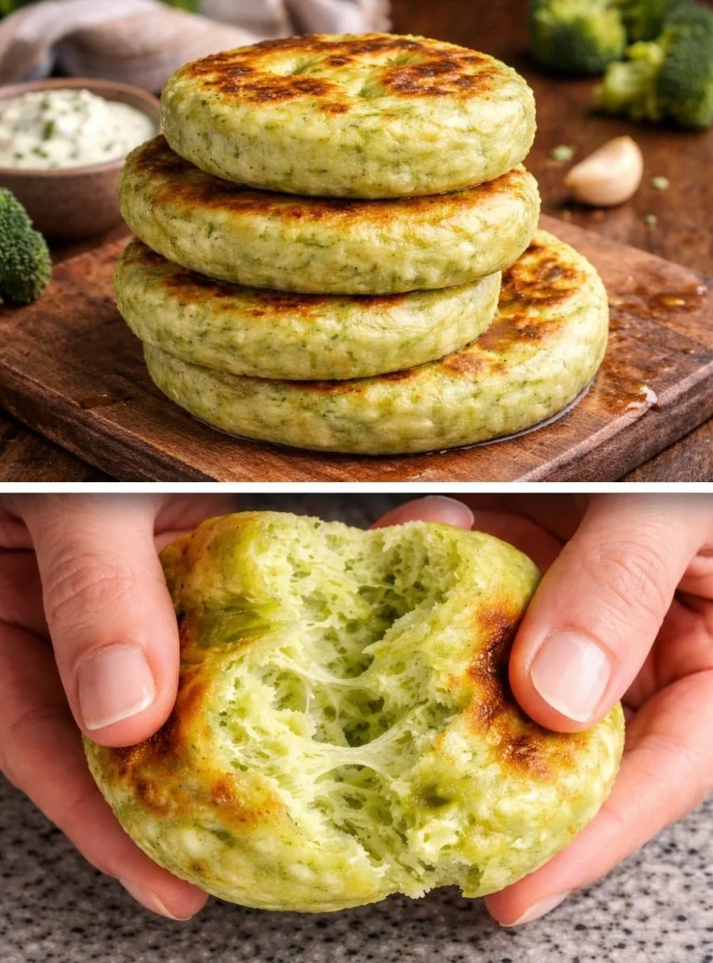 Leckere Brokkoli-Focaccia aus der Pfanne, perfekt für ein herzhaftes Essen.