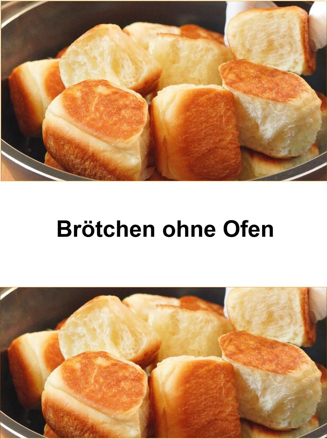 Brötchen ohne Ofen frisch zubereitet auf einem Holzbrett.