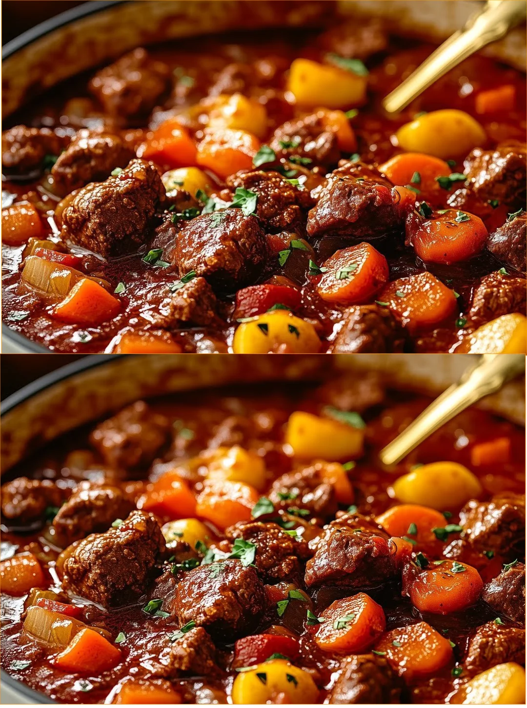 Schüssel mit leckerem Rindergulasch, perfekt gewürzt und serviert