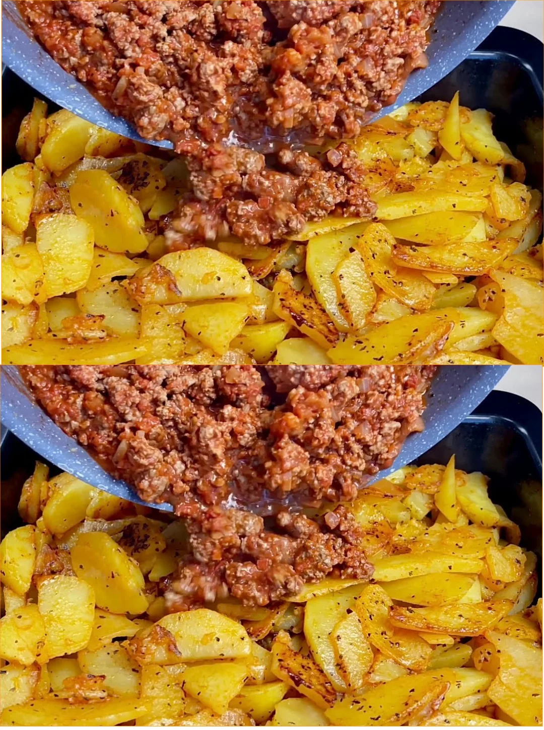 Leckerer Teller mit Hackfleisch und Kartoffeln