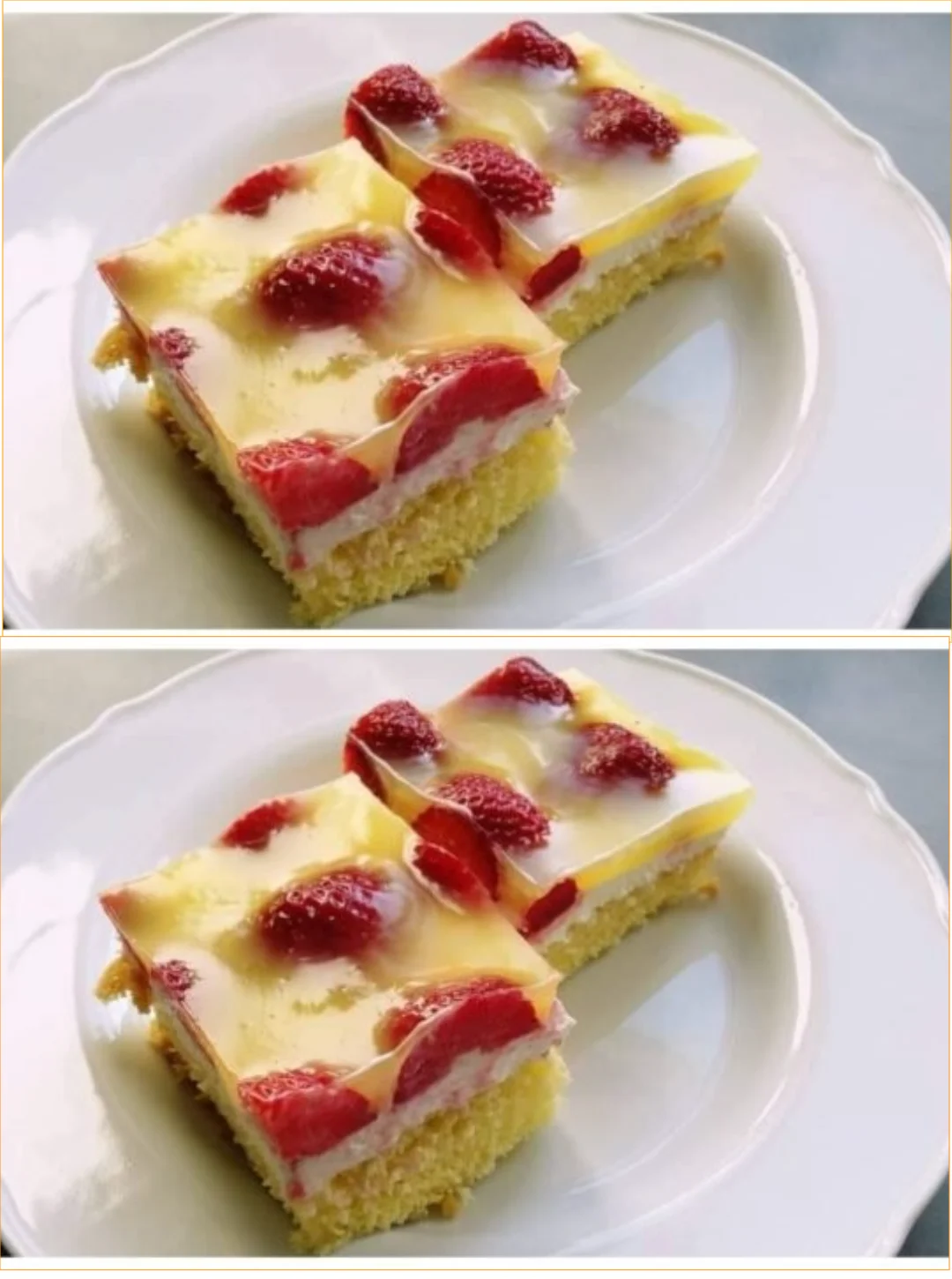 Erdbeer-Zopf mit Sauerrahm und Gelatine-Creme auf einem Teller