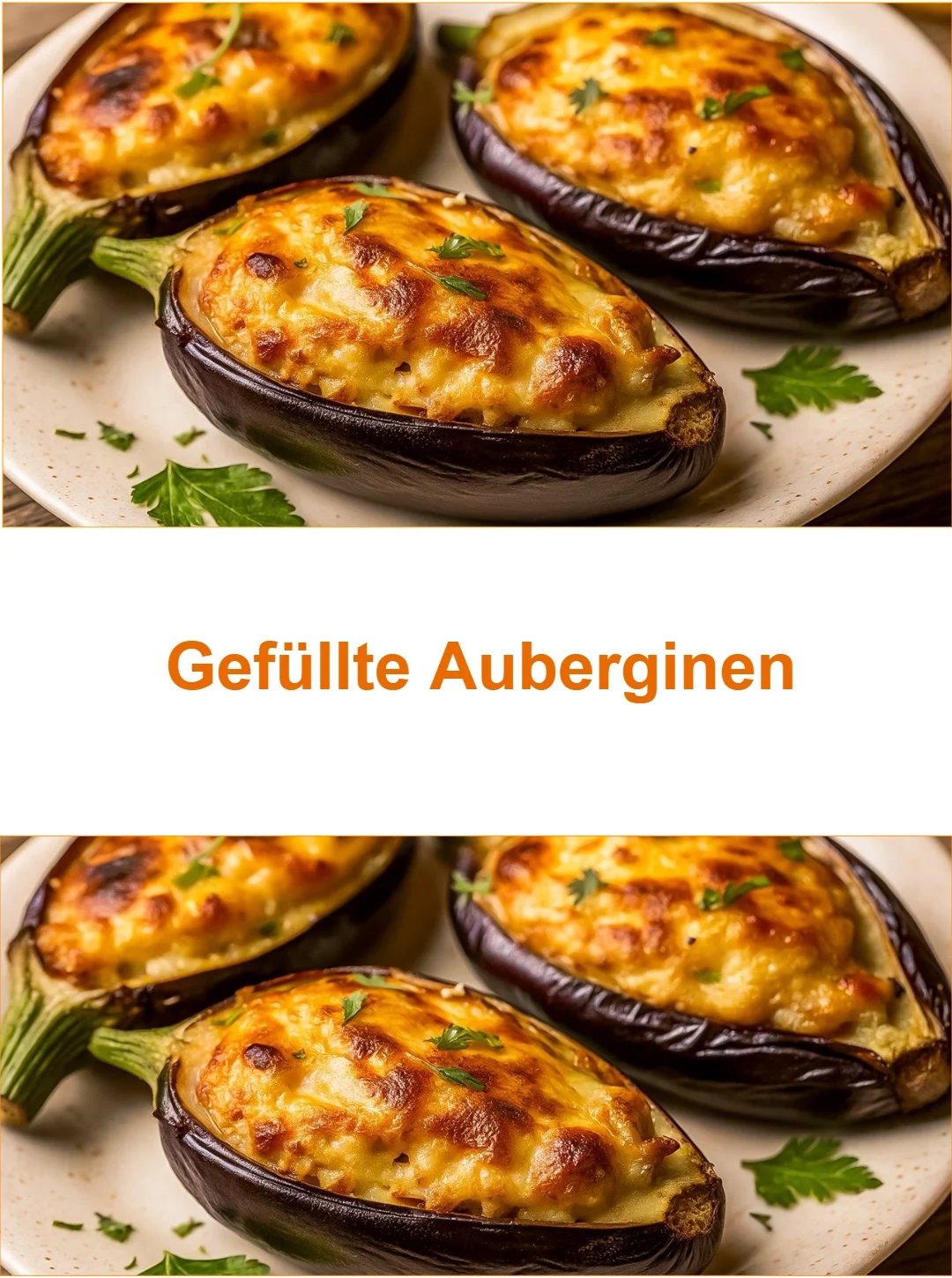 Leckere gefüllte Auberginen mit frischen Zutaten auf einem Teller