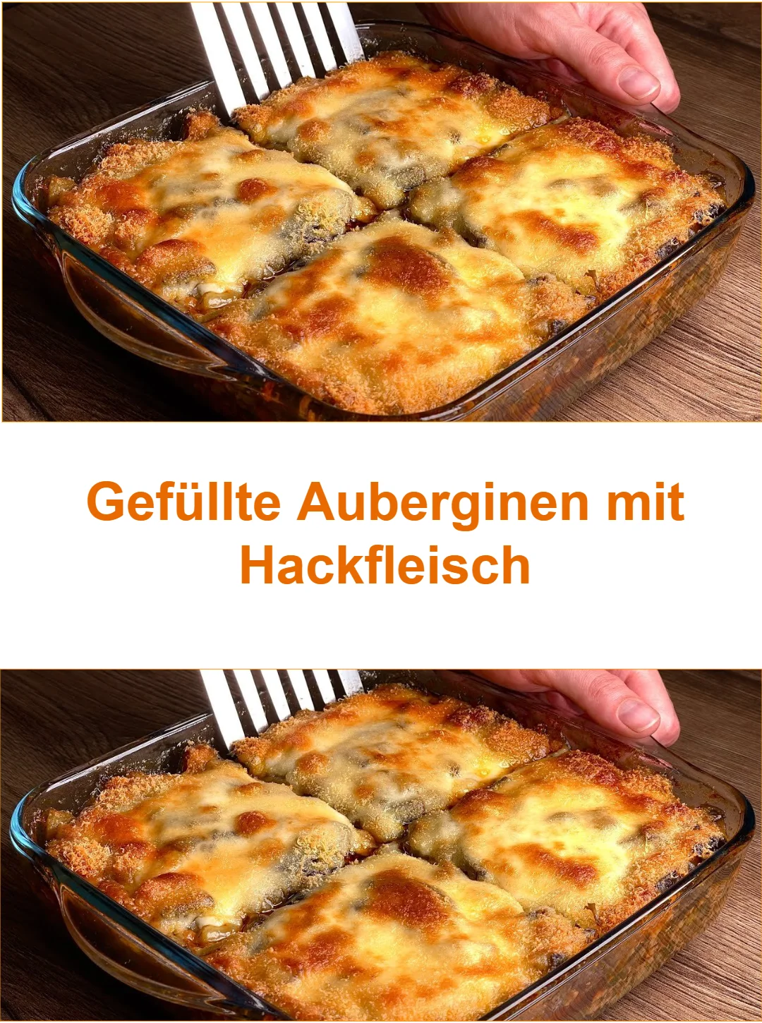 Gefüllte Auberginen mit Hackfleisch auf einem Teller serviert